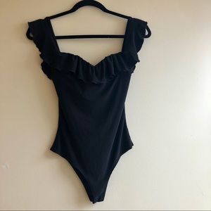 Black off shoulder bodysuit
